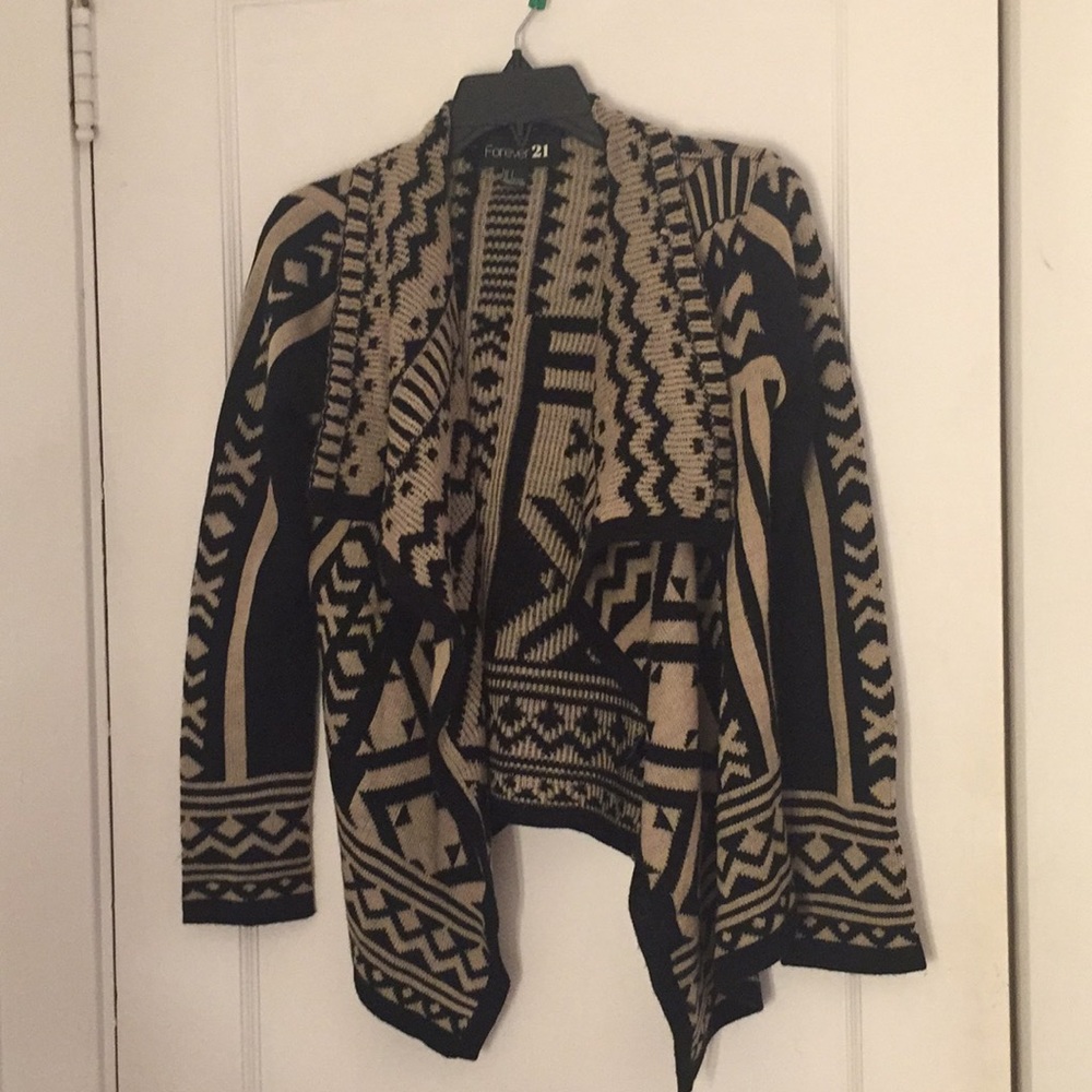 Aztec/tribal Print Open Front Cardigan